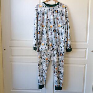 PJ Place Unisex Adult Matching Family Ski Cabin Cotton Pajamas Size XL